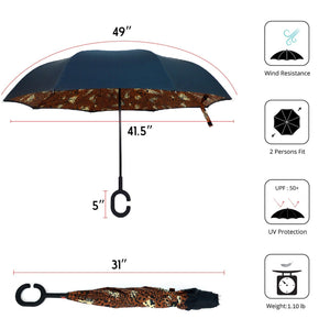 Wholesale Brown Leopard Print Double Layer Inverted Umbrella