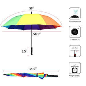 Wholesale Auto Open Double Canopy Vented Rainbow Umbrella