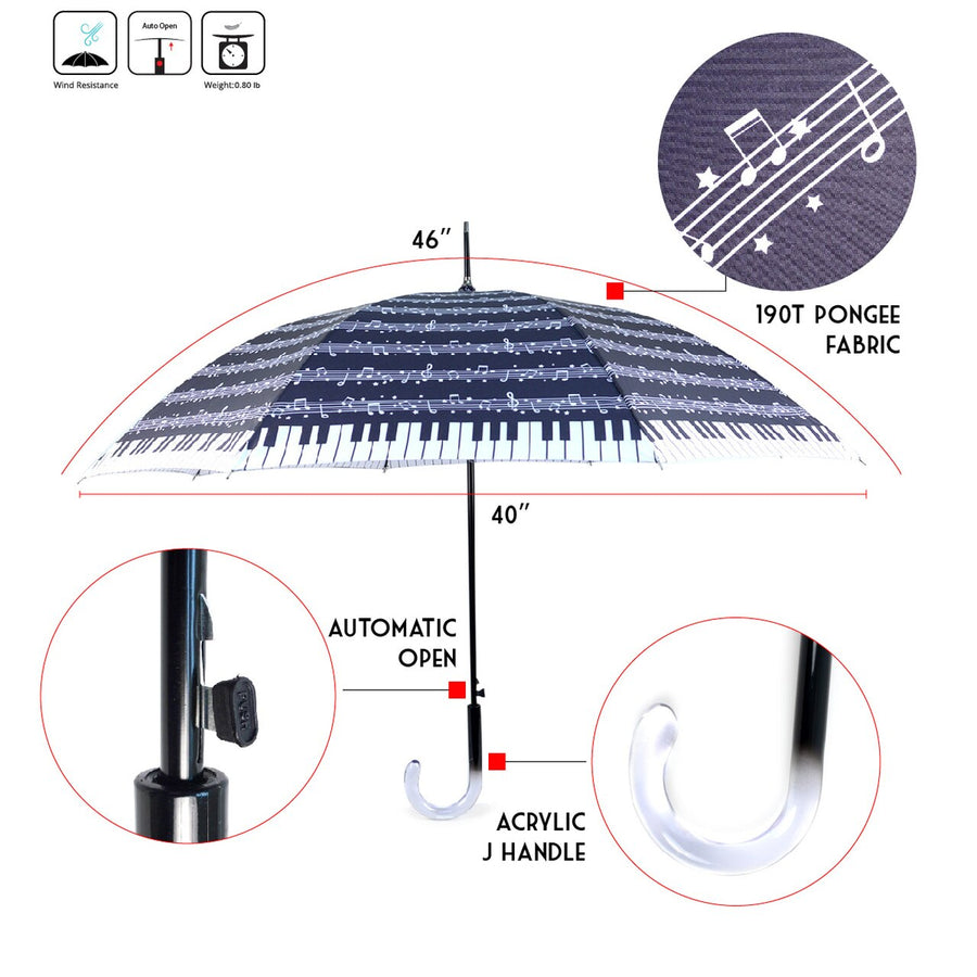 Wholesale Piano Print Auto Open Umbrella