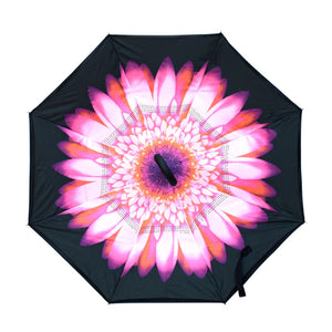Wholesale Bright Pink Flower Double Layer Inverted Umbrella