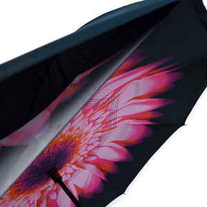 Wholesale Bright Pink Flower Double Layer Inverted Umbrella