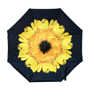 Wholesale Yellow Flower Double Layer Inverted Umbrella