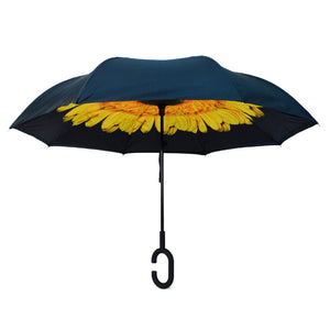 Wholesale Yellow Flower Double Layer Inverted Umbrella