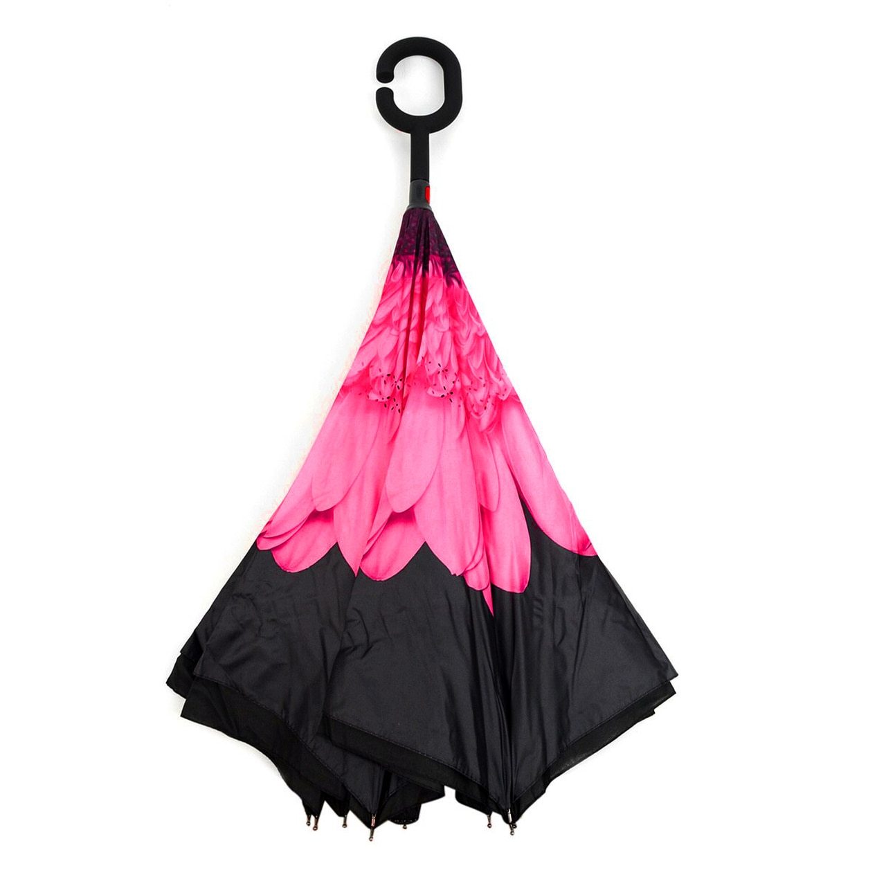 Wholesale Pink Rose Flower Double Layer Inverted Umbrella