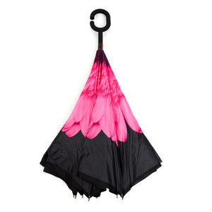 Wholesale Pink Rose Flower Double Layer Inverted Umbrella