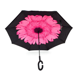 Wholesale Pink Rose Flower Double Layer Inverted Umbrella