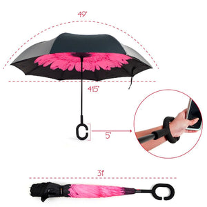 Wholesale Pink Rose Flower Double Layer Inverted Umbrella