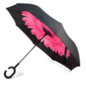 Wholesale Pink Rose Flower Double Layer Inverted Umbrella