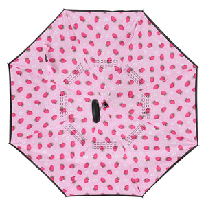 Wholesale Strawberry Pattern Reverse Open Inverted Umbrella