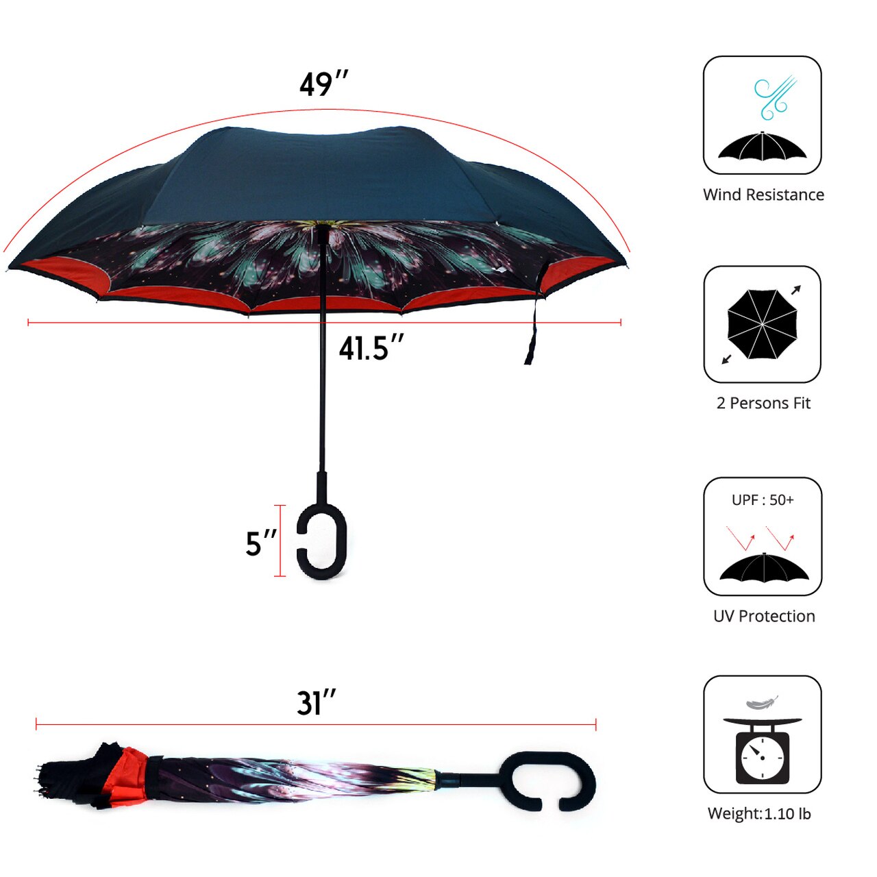 Wholesale Galaxy Flower Double Layer Inverted Umbrella