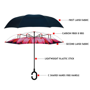 Wholesale Bright Pink Flower Double Layer Inverted Umbrella