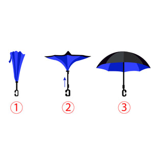 Wholesale Blue Sky Double Layer wrist handle Inverted Umbrella