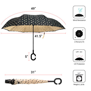 Wholesale Polka Dot Reverse Open Inverted Umbrella